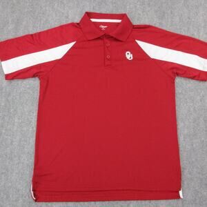 Oklahoma Sooners Shirt Mens Large Red NCAA College Football Polo OU Logo Casual